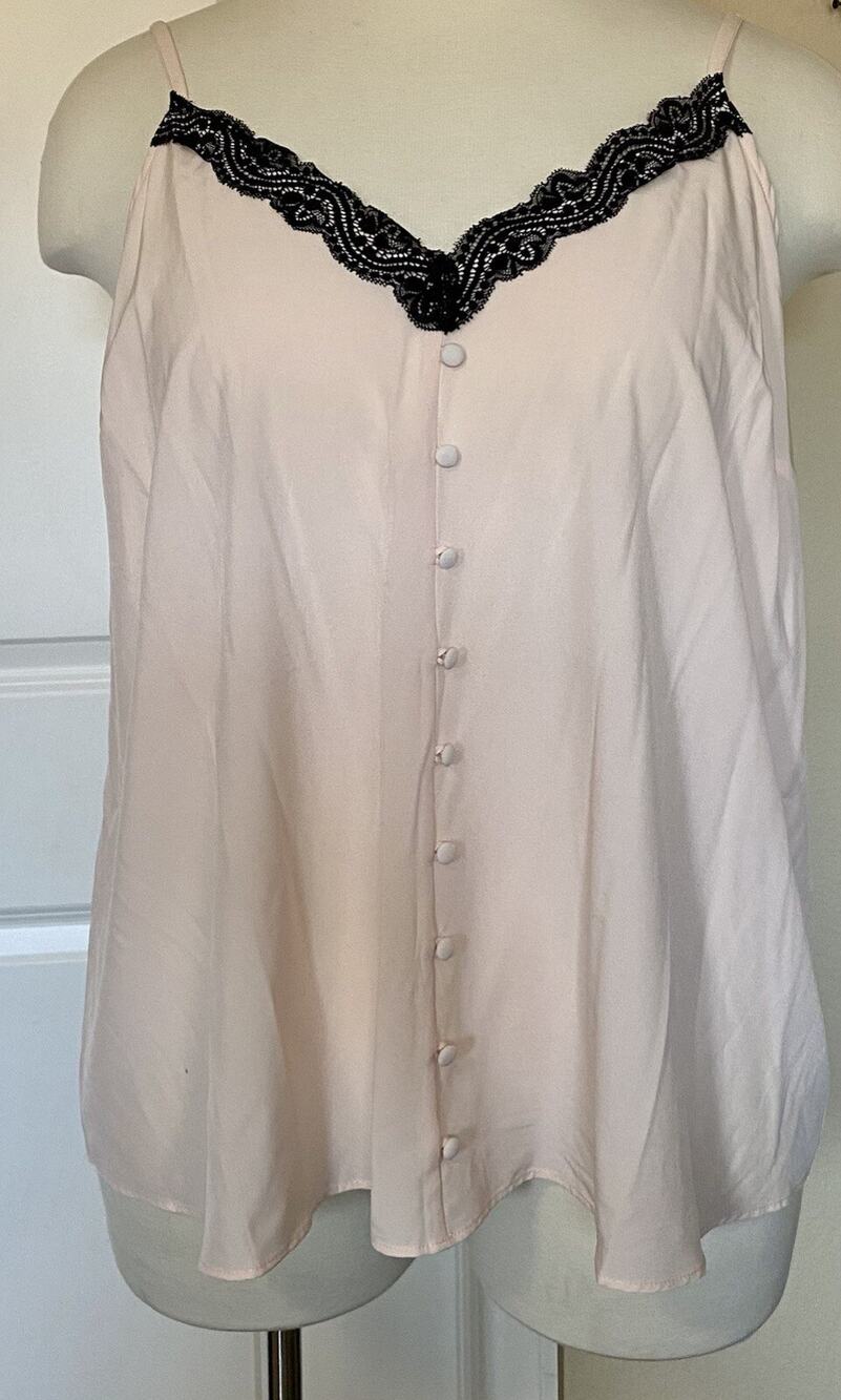 TORRID Peach Blush Chablis Cami Black Lace Trim-Size 2 - 2X - 18/20 -NWT- Pink